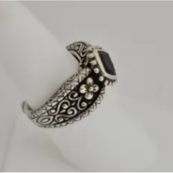 Barbara Bixby Sterling Silver and 18K Gold Cushion Cut Garnet Ring - Picture 3 of 15